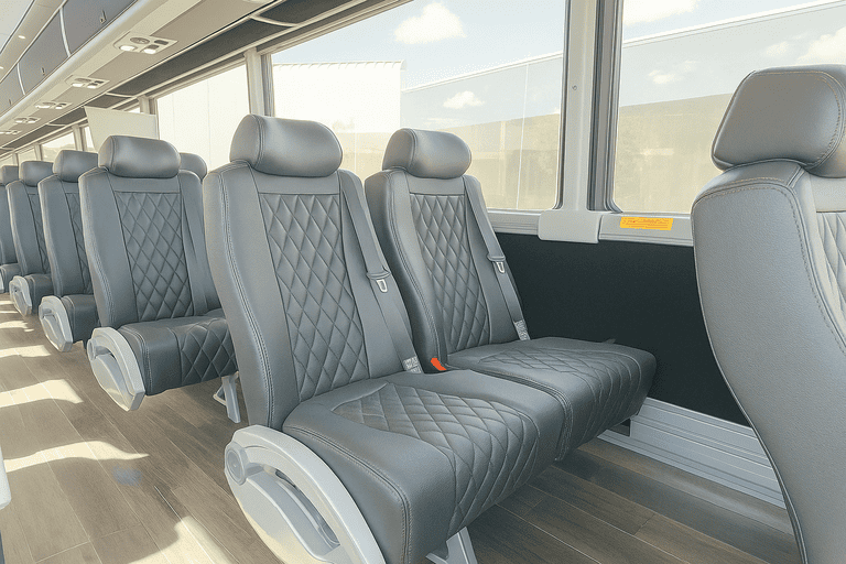 interior of Upland Coach Bus Service charter bus