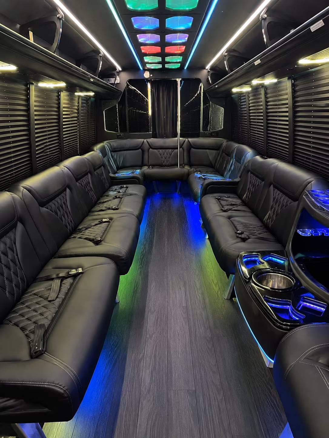 upland 20 passenger party bus interior