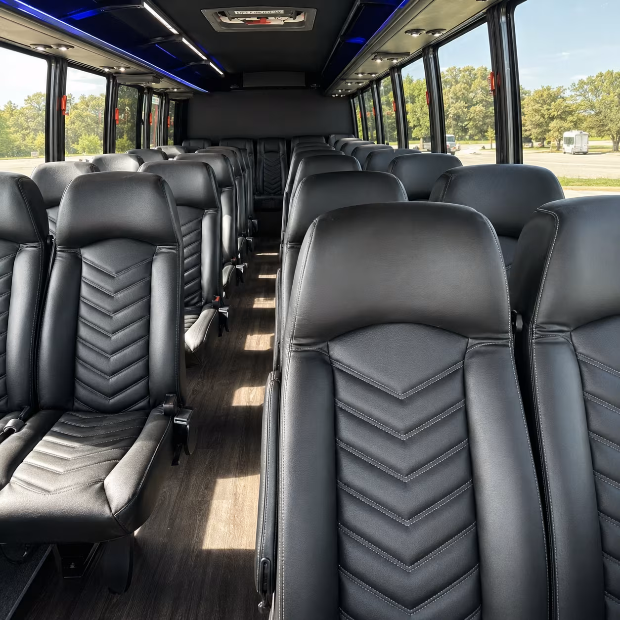 upland 25 passenger minibus interior