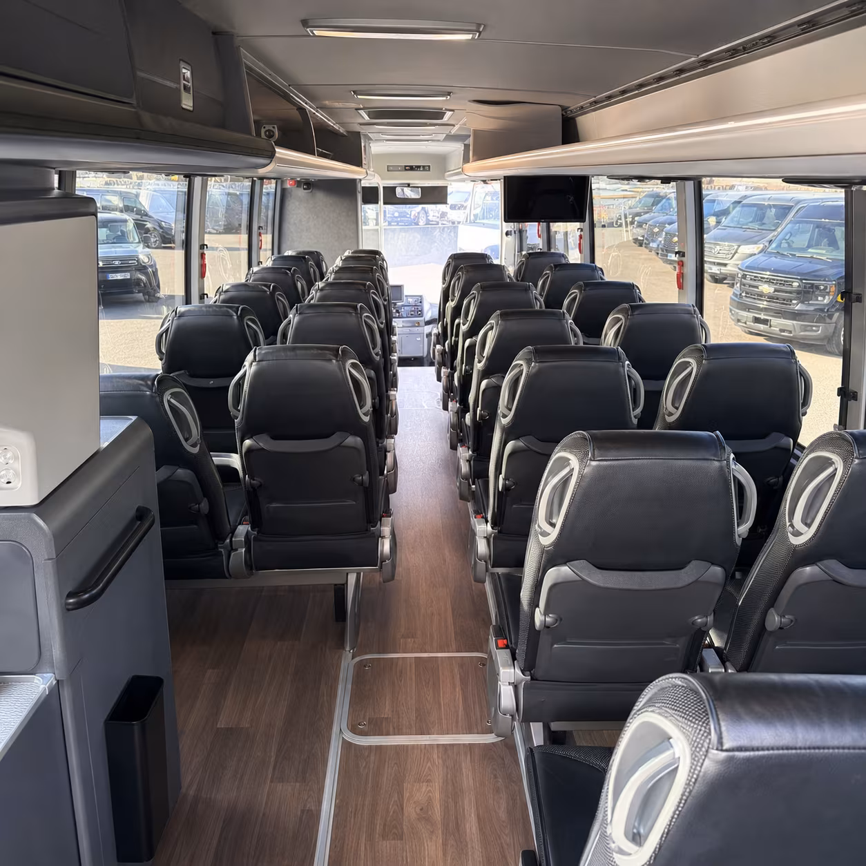 upland 56 passenger charter bus interior
