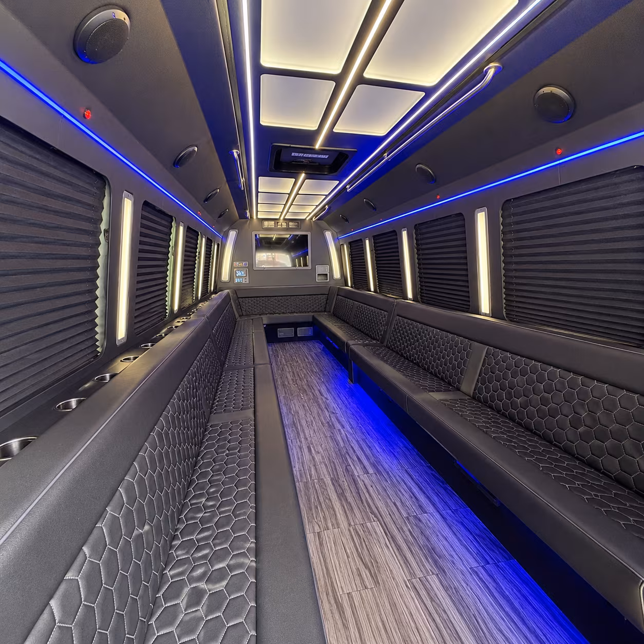 upland party bus rental interior